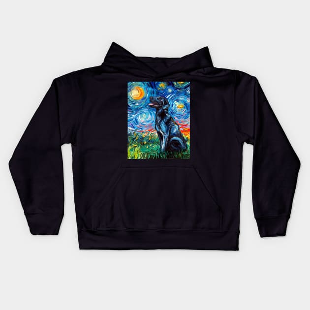 Black Labrador Night Kids Hoodie by sagittariusgallery